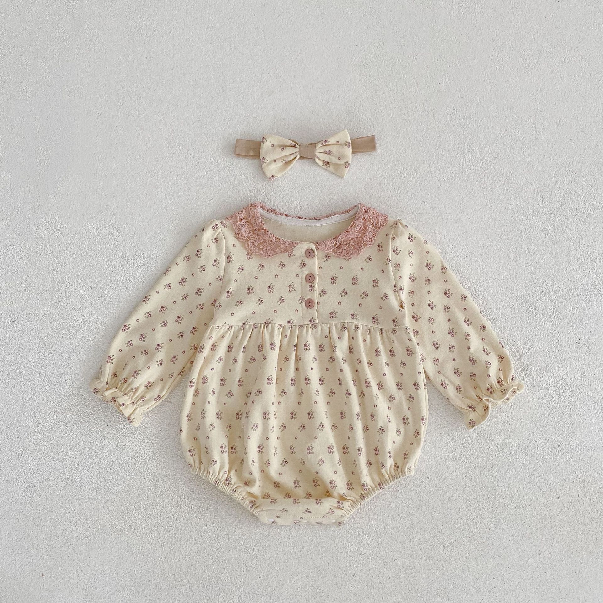 2024 Spring Autumn Clothing for Baby Girls, Infants and Toddlers Floral Print Ha Yi Long Sleeve jumpsuit Triangle_voghion.com
