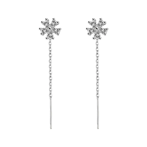 Platinum zirconium, earrings, four-leaf clover