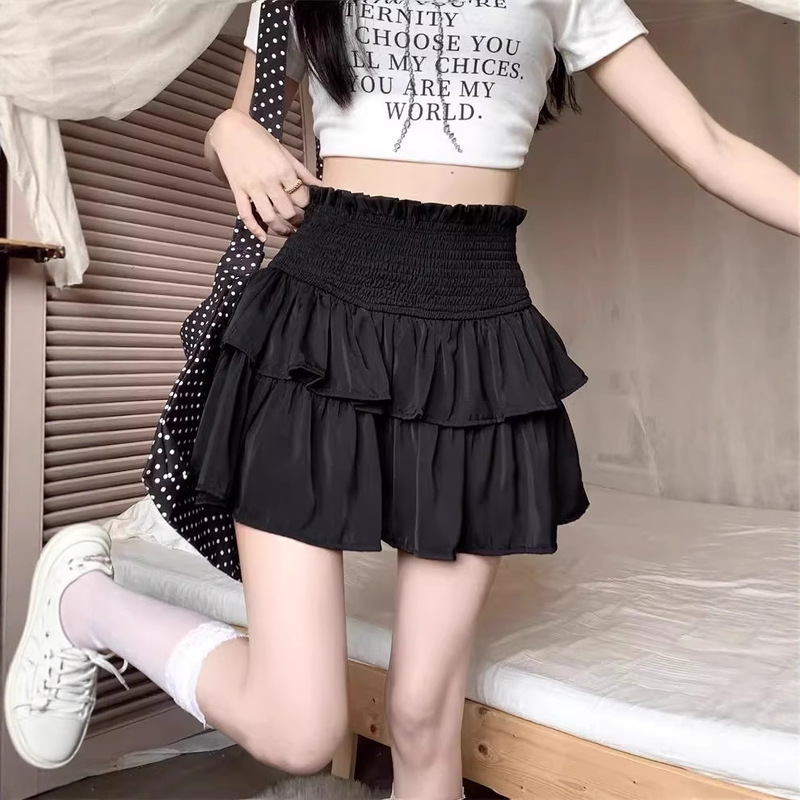 大码胖mm荷叶边蓬蓬蛋糕裙女夏芭蕾风短裙高腰小个子a字半身裙ins|undefined