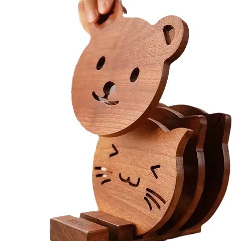 Creativo animal taza de madera almohadilla de forma de animal taza de café taza de té mesa almohadilla antideslizante