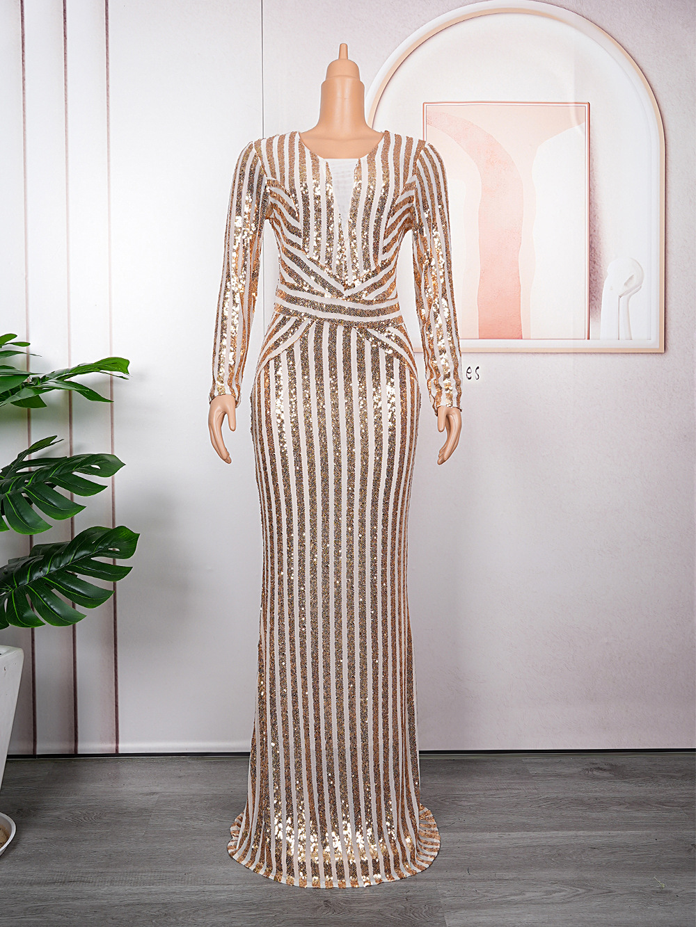 Women's Clothing new tail banquet evening dress women's sequined large size dress_voghion.com