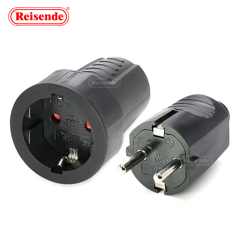 德标欧式公母头插头 荷兰插头 比利时接线插头 波兰欧洲规格圆脚