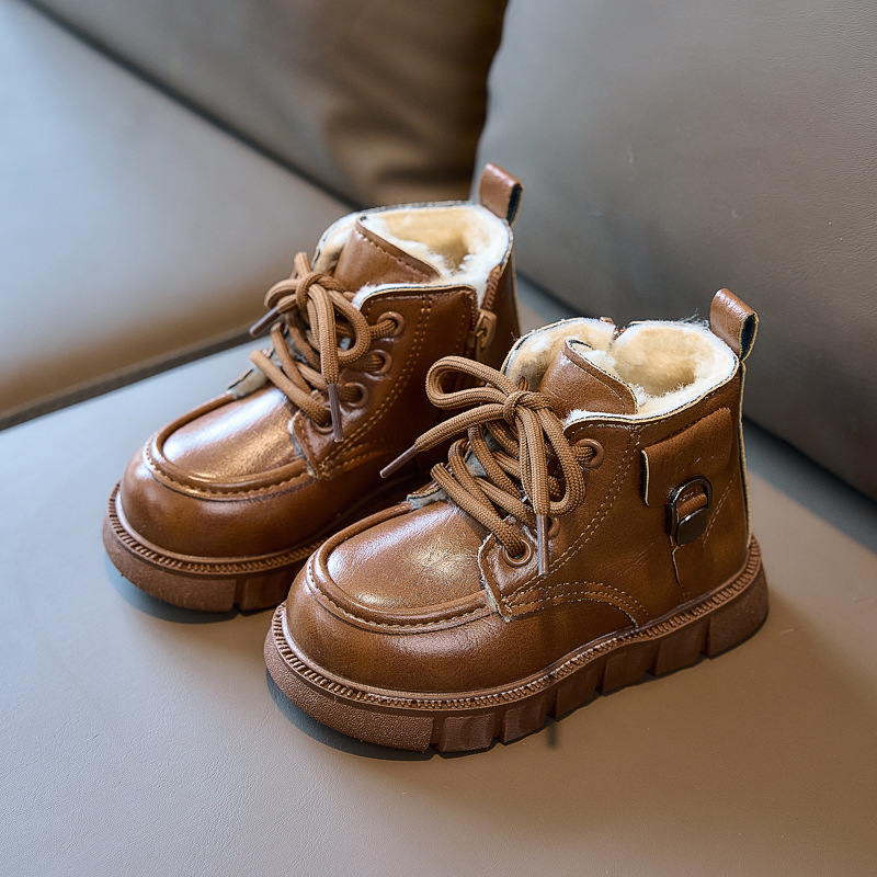Autumn Winter Children's Snow Boots Fleece Lined Warm Cotton Shoes Boys Little Yellow Girls Big Cotton Martin Boots_voghion.com