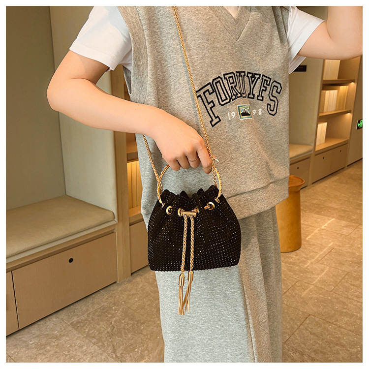 270g Weight Polyester Lining Material Sewing Thread Fashion Element String Closure Type Single Shoulder Strap Strap Type Evening Bag Bags Type Party, Shopping Occasion Pu Leather Material Solid Color Pattern All Seasons Season Women's Gender Streetwear Style Bucket Shape Medium Size Women's Medium Pu Leather Solid Color Streetwear Sewing Thread Bucket String Evening Bag 13
