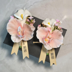 模擬オランダカイウ蘭、結婚式用コサージュ、男女両親用コサージュ、家族用フルセット、花火、ビジネスミーティング