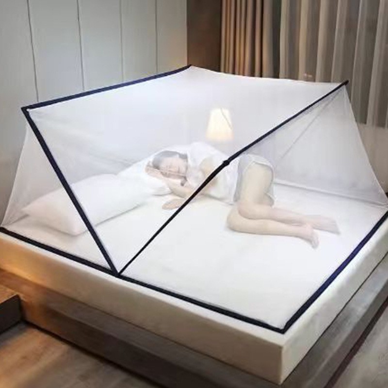 Mosquitero plegable sin instalación, para cama individual o doble, apto para dormitorio o estudiantes