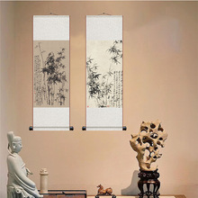 清郑板桥风竹石图轴挂轴卷轴花鸟画名画真迹复制品客厅字画中国风