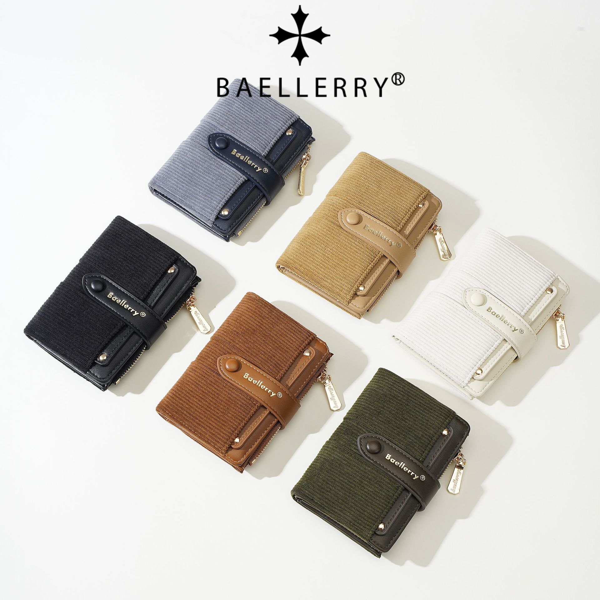 Baellerry New Corduroy Women's Short Wallet Multi-card Slot Zipper Coin Purse Cross-border wallet