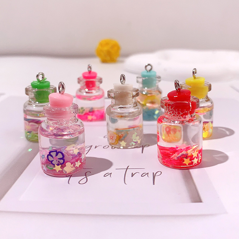 Nuevo acrílico polvo flash botella de deriva DIY accesorios botella de deriva creativa caja de teléfono móvil material de llavero aretes