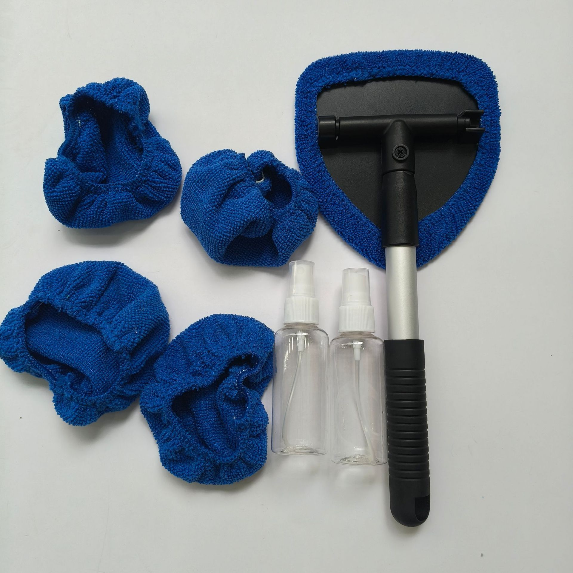 Car windshield cleaning brush, deicer window brush, microfiber car wash window scraper, telescopic rod set
