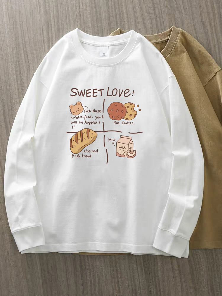 230g 100% algodón de alta gama camiseta de mujer de manga larga primavera y otoño nuevo estilo coreano camiseta de cuello redondo para mujeres