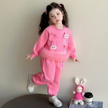女童洋气春秋款衣服两件套2025新款儿童花边休闲秋装宝宝韩系套装