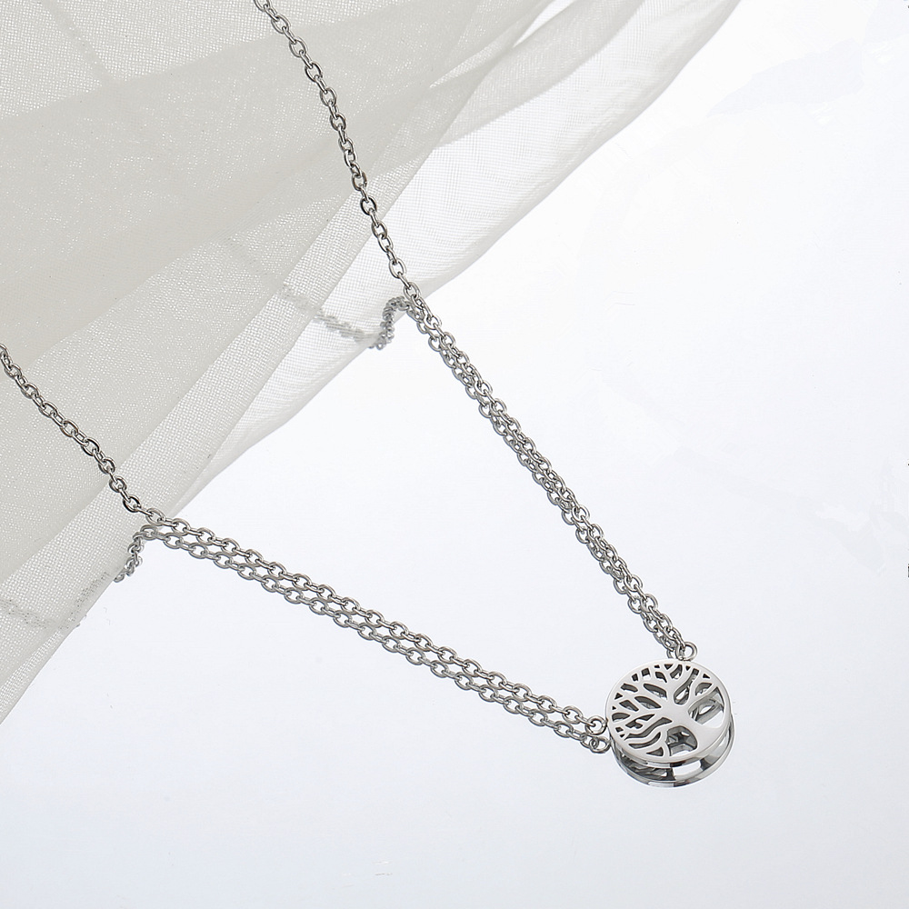 Pendant Necklace Classification 304 Stainless Steel Chain Material Wholesale Jewelry Simple Style Tree 304 Stainless Steel 18K Gold Plated Inlaid Gold Stainless Steel Necklaces