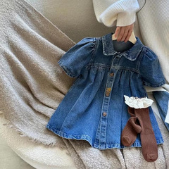 女童連衣裙春夏裝23新款中大童韓版洋氣公主裙寶寶兒童牛仔裙子潮