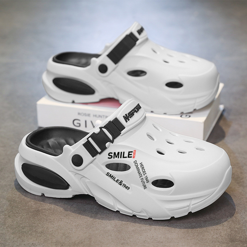 Men's Outdoor New Versatile Fashion Beach Eva Cross-Border Wholesale Thick-Soled Height-Increasing Letter Trendy Clogs