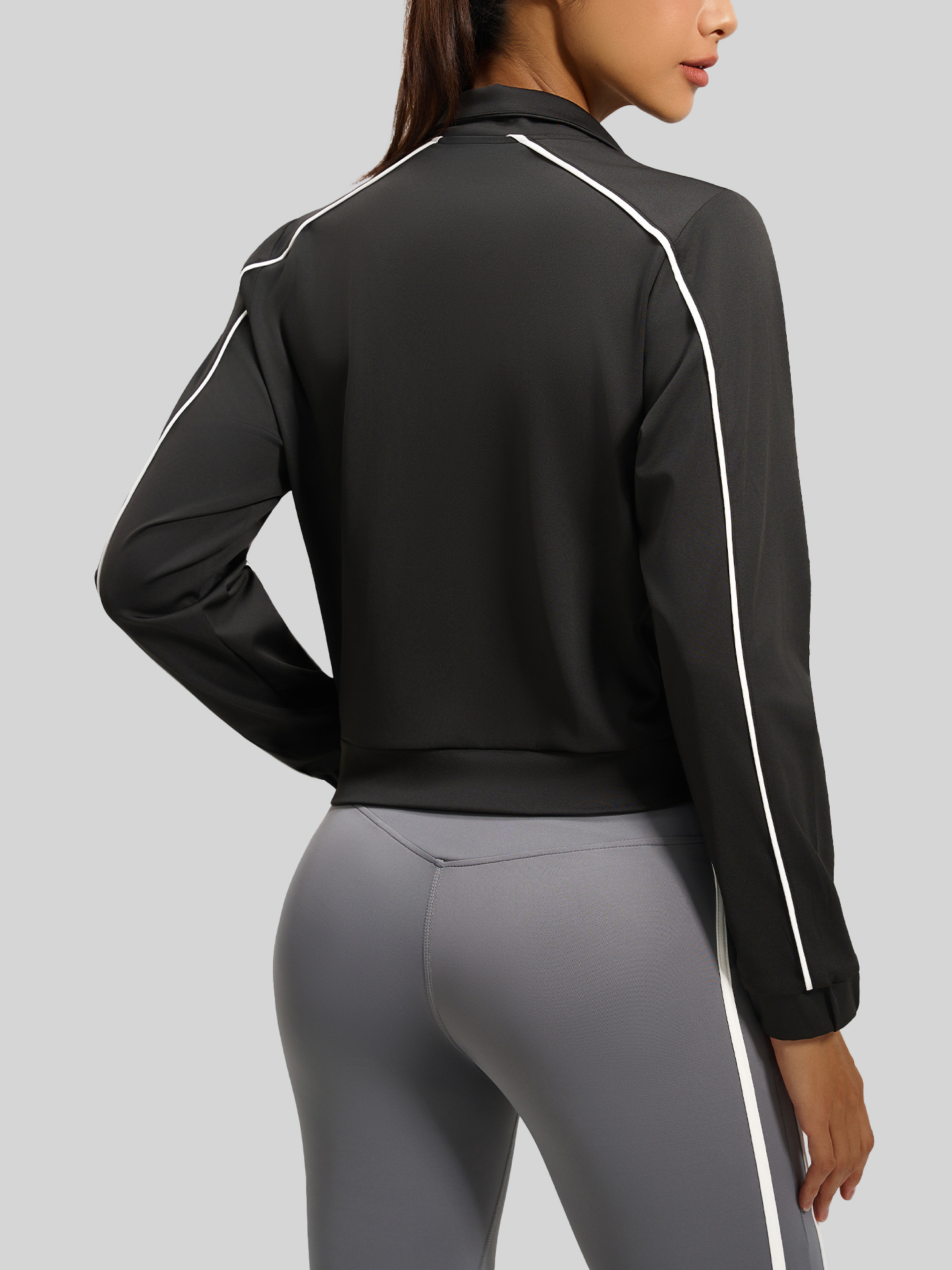 Juyi Tang nuevo cardigán lineal suelto chaqueta primavera y otoño color alto elástico ventilado chaqueta deportiva ocio mujer