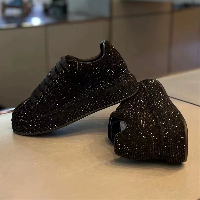 Европейские товары 2023, весенние новые модные брендовые низкие кеды с горячими бриллиантами для мужчин, чистый цвет, зарубежный стиль, на шнуровке, универсальные повседневные кроссовки для папы bc