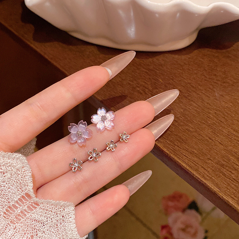 森系小清新甜美气质花朵耳钉时尚百搭网红同款养耳洞套装耳环耳饰|undefined
