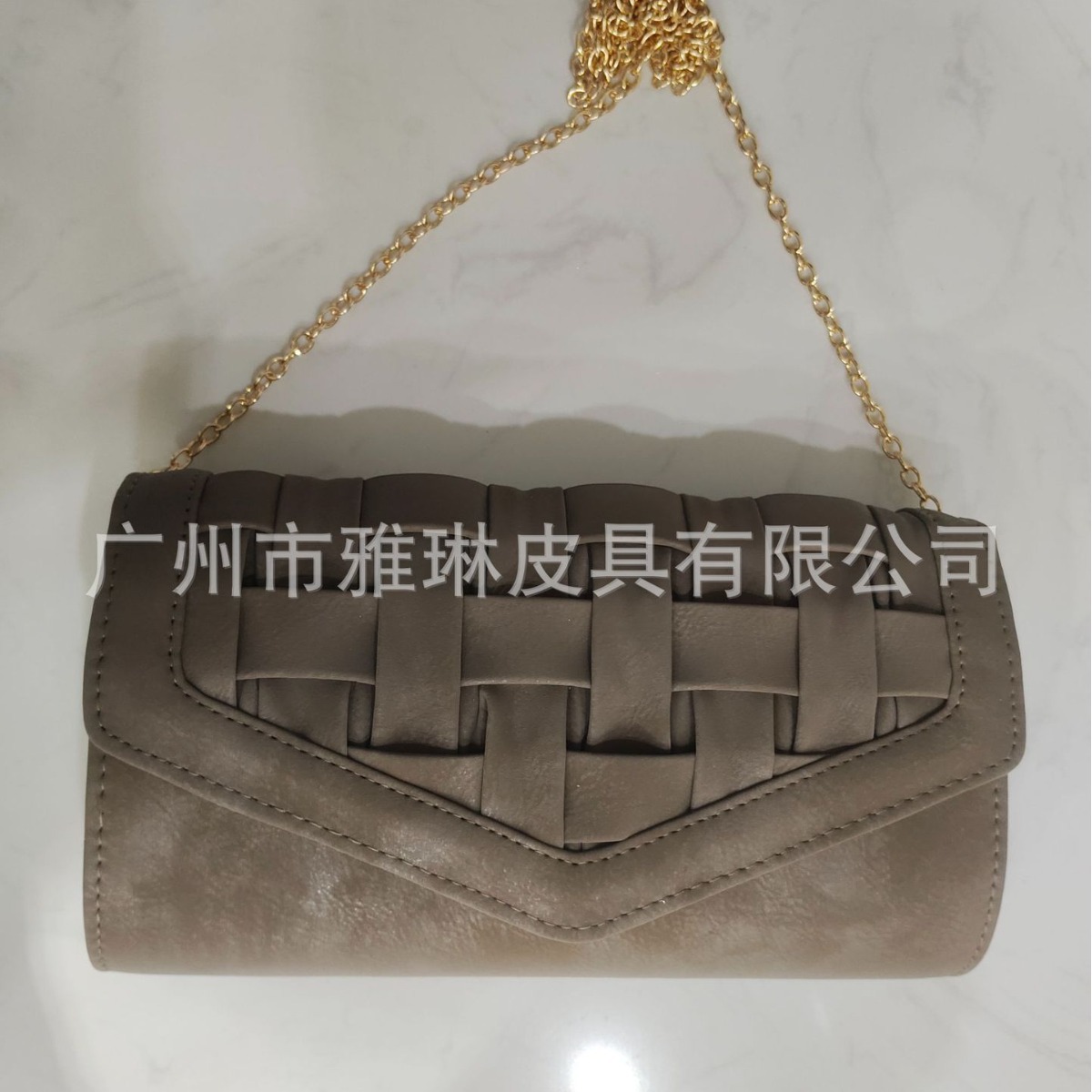 European And American Women's Leather Evening Bag, Elegant Woven Flap Clutch For Formal Gowns And Banquets - Thumbnail 5