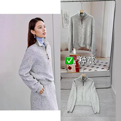 即墨厂家09090425女装2025早秋新款休闲链高领糯针衫毛衣