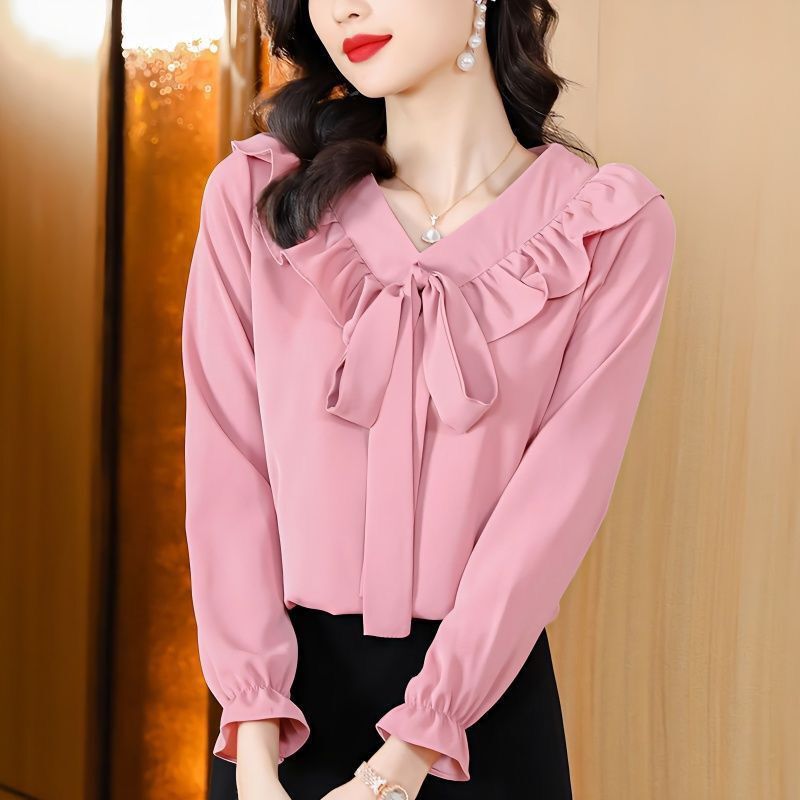 Doll Collar Long Sleeve Shirt Design Sense Niche Base Top Early Court Style All-match Casual Simple Elegant Atmosphere