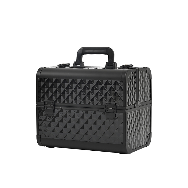 Caja de maquillaje portátil, caja de manicura de gran capacidad, caja de herramientas de peluquería con bordado de tatuajes, artista de maquillaje y caja de maquillaje para almacenamiento al aire libre