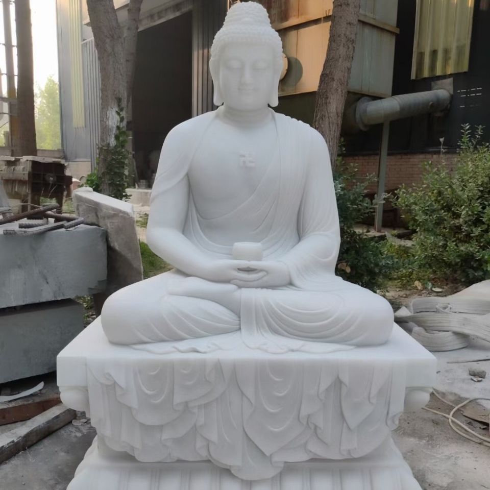 广西白汉白玉释迦摩尼佛石雕阿弥陀佛四川汉白玉如来佛像寺庙人物