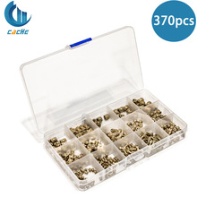 370pcs 盒装 塑料镶件黄铜滚花螺母螺帽内镶嵌件螺母批发M2M3M4M5