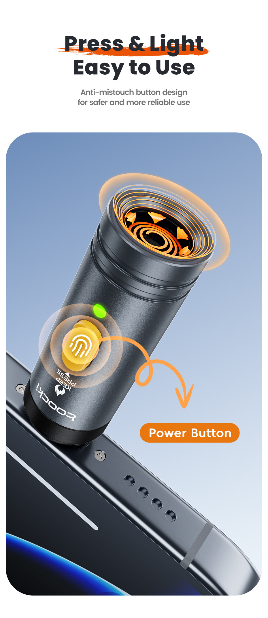 Toocki Portable Mini Igniter Outdoor Camping Emergency Lighter with External Type-C Plug-In for Car Use