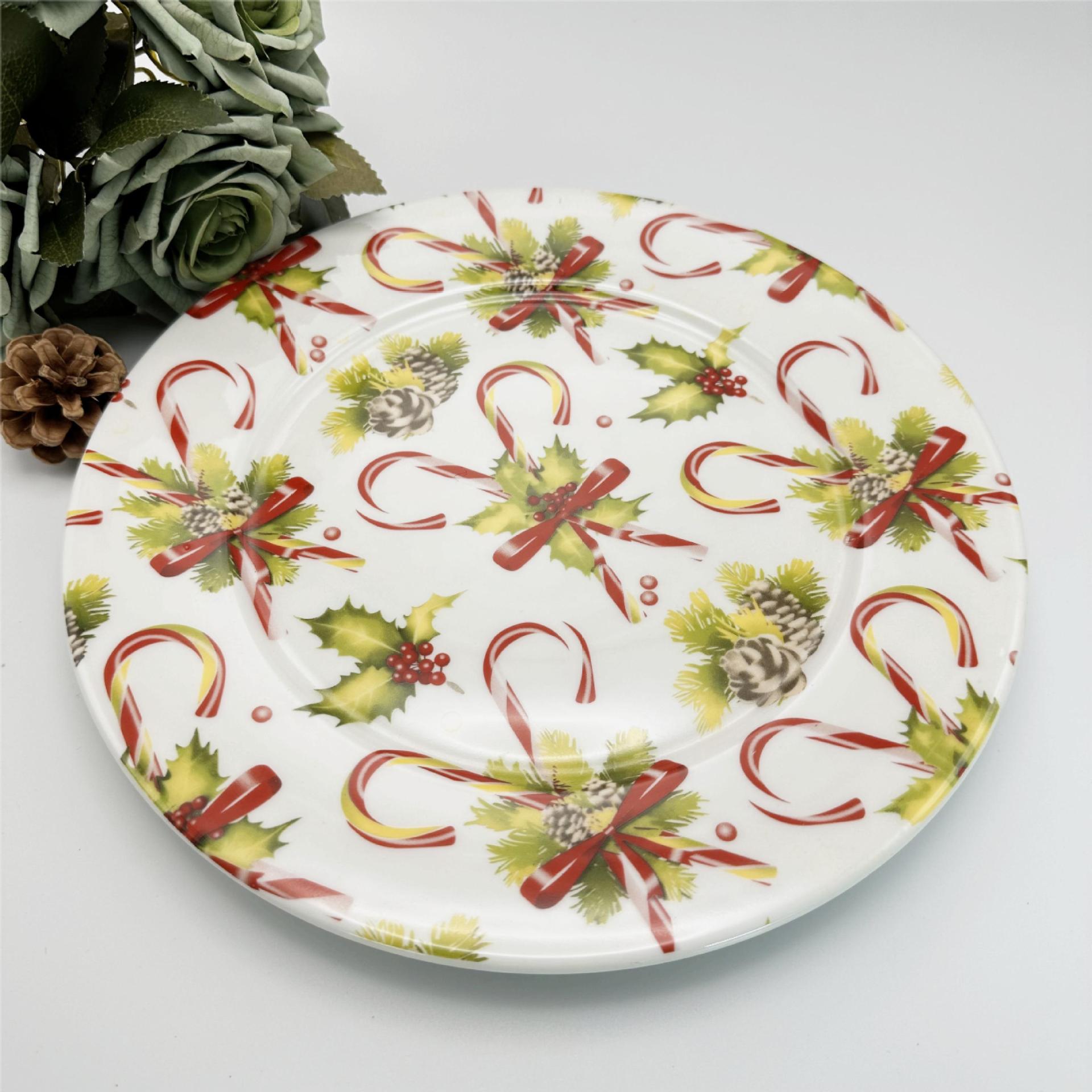 Christmas New 10 inch atmosphere Christmas ceramic cartoon high temperature environmentally friendly bowls and plates tableware_voghion.com