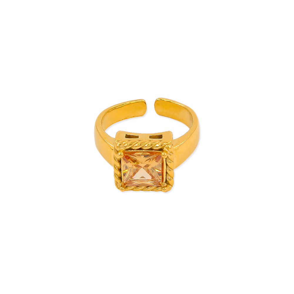 8g Weight Zircon Inlay Material Open Ring Classification 1 Piece Quantity Daily Occasion Titanium Steel Material Square Pattern Women'S Gender Plating, Inlay Design Fashion Style 1 Piece Fashion Square Titanium Steel Plating Inlay Zircon Women's Open Ring 9