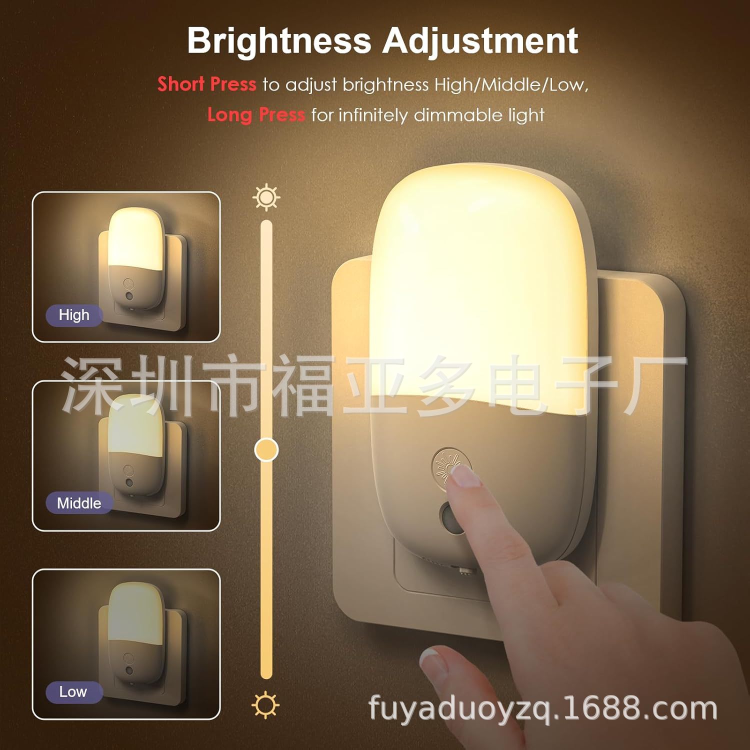 Foreign Trade New Stepless Dimming Night Light Folding Pin Light Control Sensor Bedroom Night Light Bedside Lamp