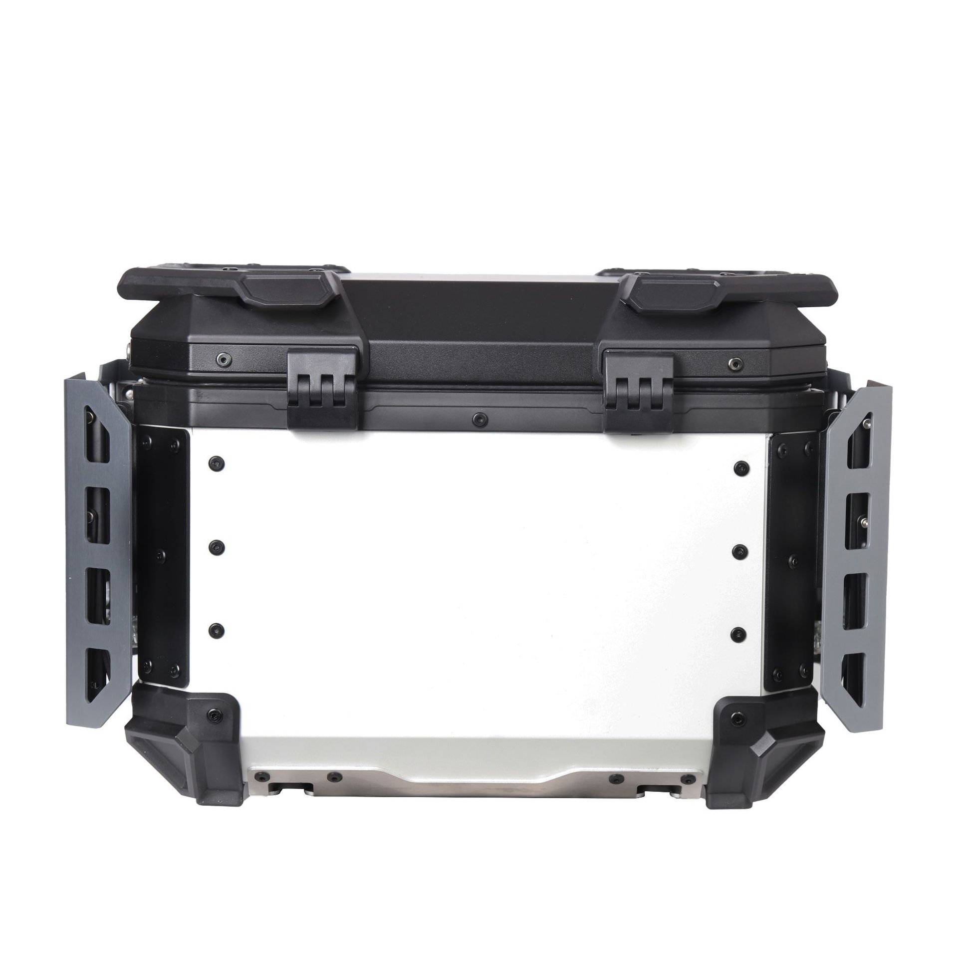 Caja trasera de motocicleta blindada multifuncional de aleación de aluminio blanco y negro, baúl de scooter, baúl de vehículo eléctrico, baúl trasero