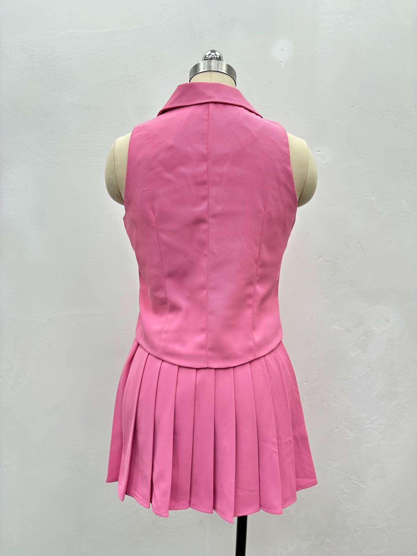 African Spring/Su New European American Women's Outfit: Sleeveless Vest And Pleated Short Skirt Two-Piece Set For_ecoleips.com