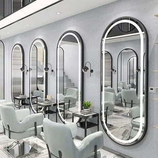 Simple Barber Shop Mirror Table Hair Salon Internet Celebrity Mirror with Light Trendy Wall Hanging Single-Sided Hair Salon Mirror