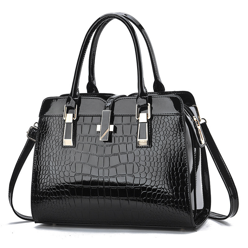 〖Drop Shipping Women's Bag〗2025 Autumn and Winter New Fashion Bright Leather Handbag Large Capacity Crocodile Pattern Single Shoulder Crossbody Bag 〖Drop Shipping Women's Bag〗2025 Autumn and Winter New Fashion Bright Leather Handbag Large Capacity Crocodile Pattern Single Shoulder Crossbody Bag