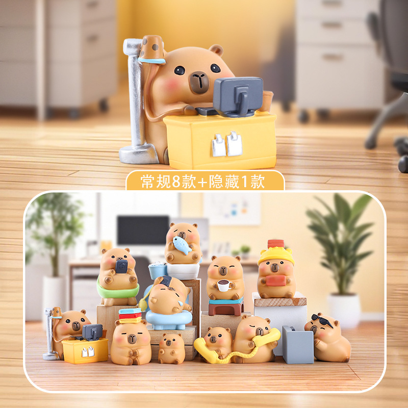 Small Sleepy Bag Cappibala Blind Box Doll Cute Doll Cartoon Handmade Toy Cute Little Capybara Desktop Ornaments