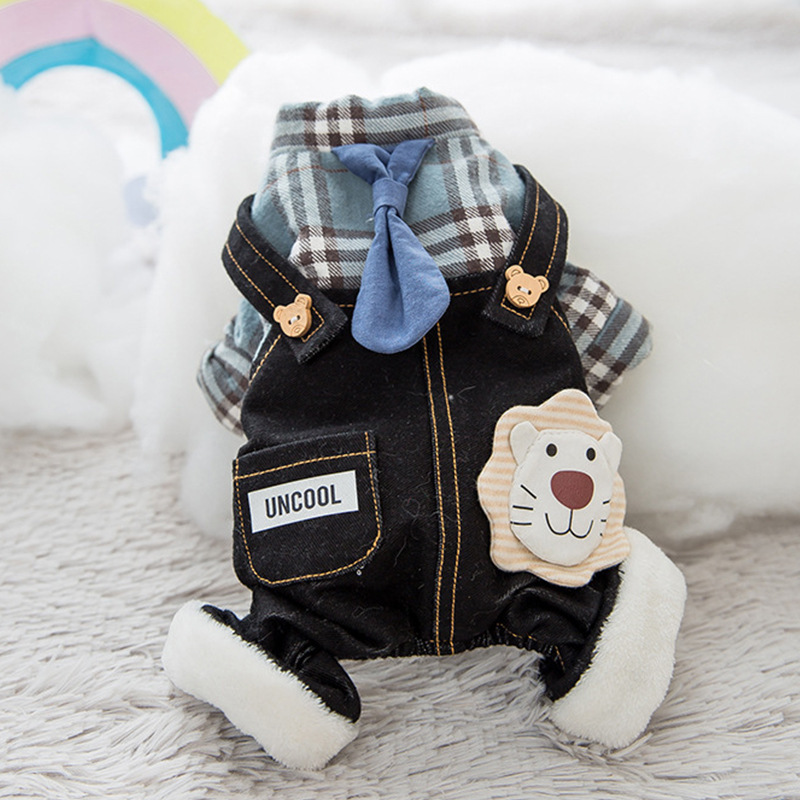 狗狗四脚棉衣潮酷风立体小狮子背带裤加厚保暖秋冬季猫咪宠物衣服