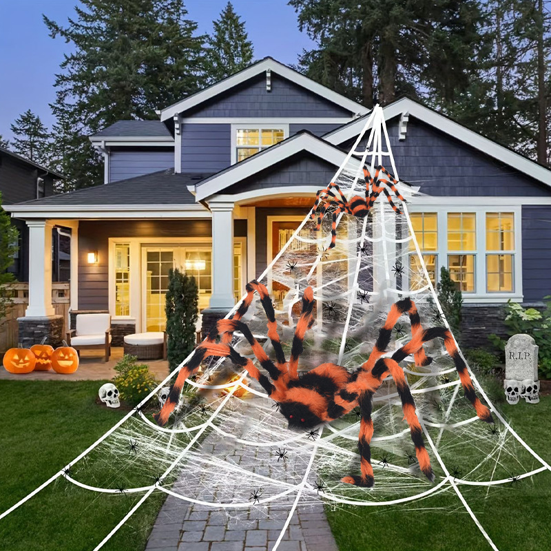 Halloween Colorful Spider Yard Outdoor Spider Decoration Horror Prank Haunted House Secret Room Scene Setup
