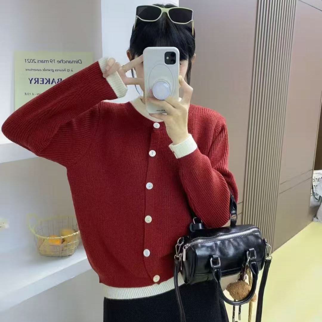 Spring, Autumn and Winter Holiday Two-Piece Loose Long-Sleeved Knitted Cardigan Jacket for Women, New Style, Lazy Style, Outer Sweater Top, Trendy