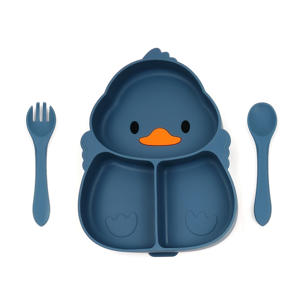 오리풍감색 디너접시 + 실리콘 포크&스푼 3종세트