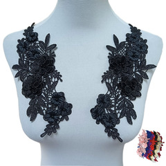 Water-soluble embroidered polyester lace edge handmade beading floral pattern DIY stitching for clothing top collar accessory