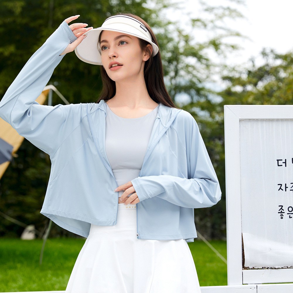 Verano chaqueta con capuchón protector solar camilla de hielo anti-UV chaqueta de manga larga para montar al aire libre ropa de protección solar para mujeres