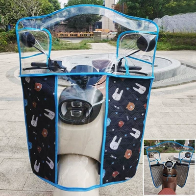 Electric Vehicle Windshield Transparent Rain-proof Cold-proof Winter Battery Car Motorcycle Windshield Artifact Heightened Windshield (Motorcycle front windshield) - front-extra-thick-pvc-can-block-the-leg-wind