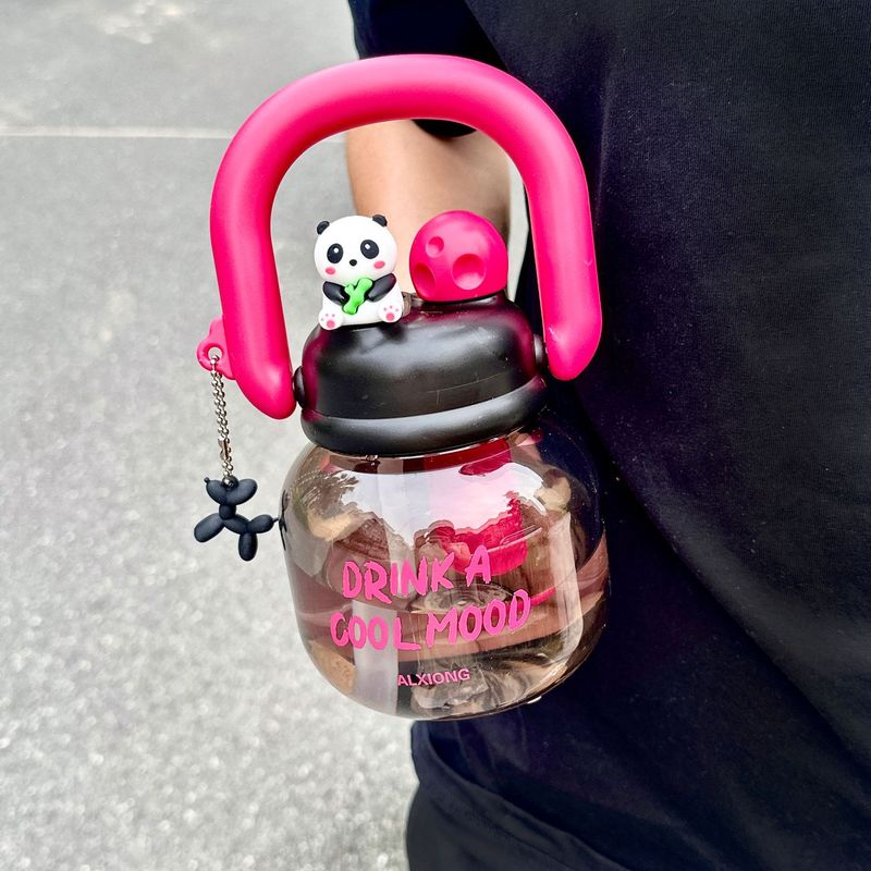 かわいいダブルドリンクダブルドリンクビッグベリーウォーターカップストロー付きポータブルケトル学生ポータブル夏大容量プラスチックカップ|undefined