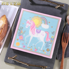 Colorful printed napkin paper creative cartoon pony square napkin paper birthday dining napkin wood pulp napkin