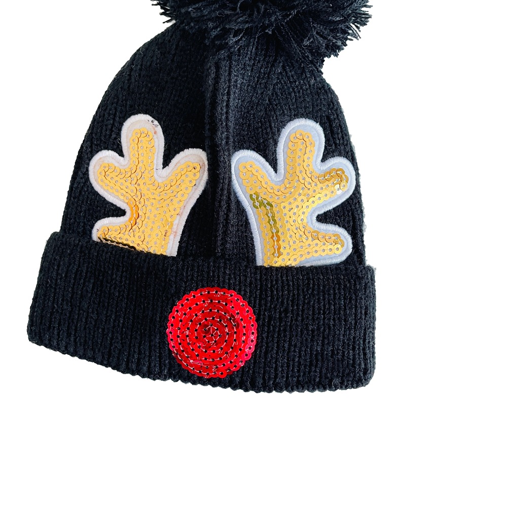 Wool Cap Hats Type Children Unisex Cute Antlers Embroidery Wool Cap