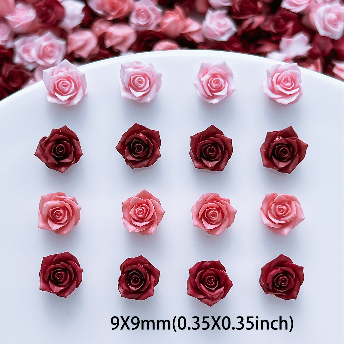New luminous retro mixed-color small rose nail art accessories, wearable nails with a high-end feel, resin decorative patches wholesale