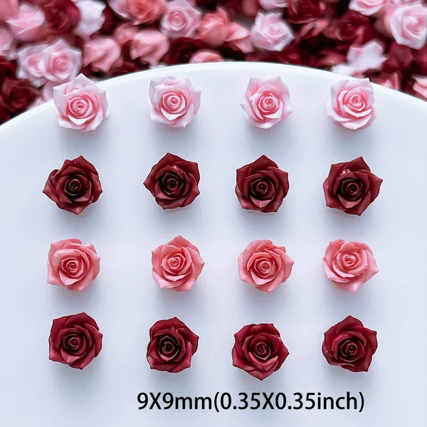 New luminous retro mixed-color small rose nail art accessories, wearable nails with a high-end feel, resin decorative patches wholesale