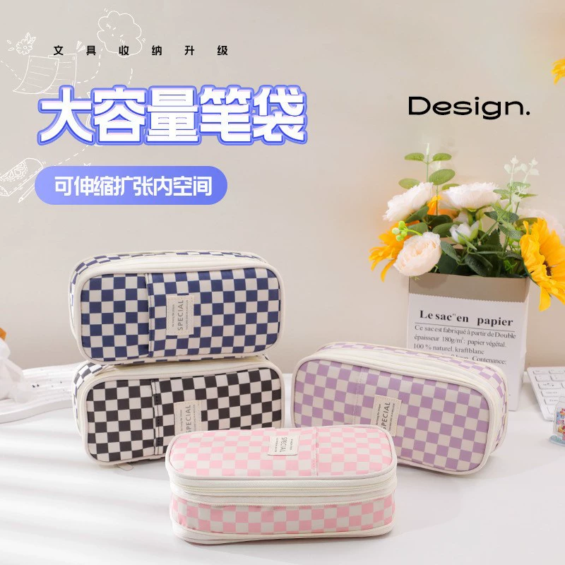 Telescopic Pencil Case, Large-Capacity Zipper Pouch, Expandable Design, Multiple Prints